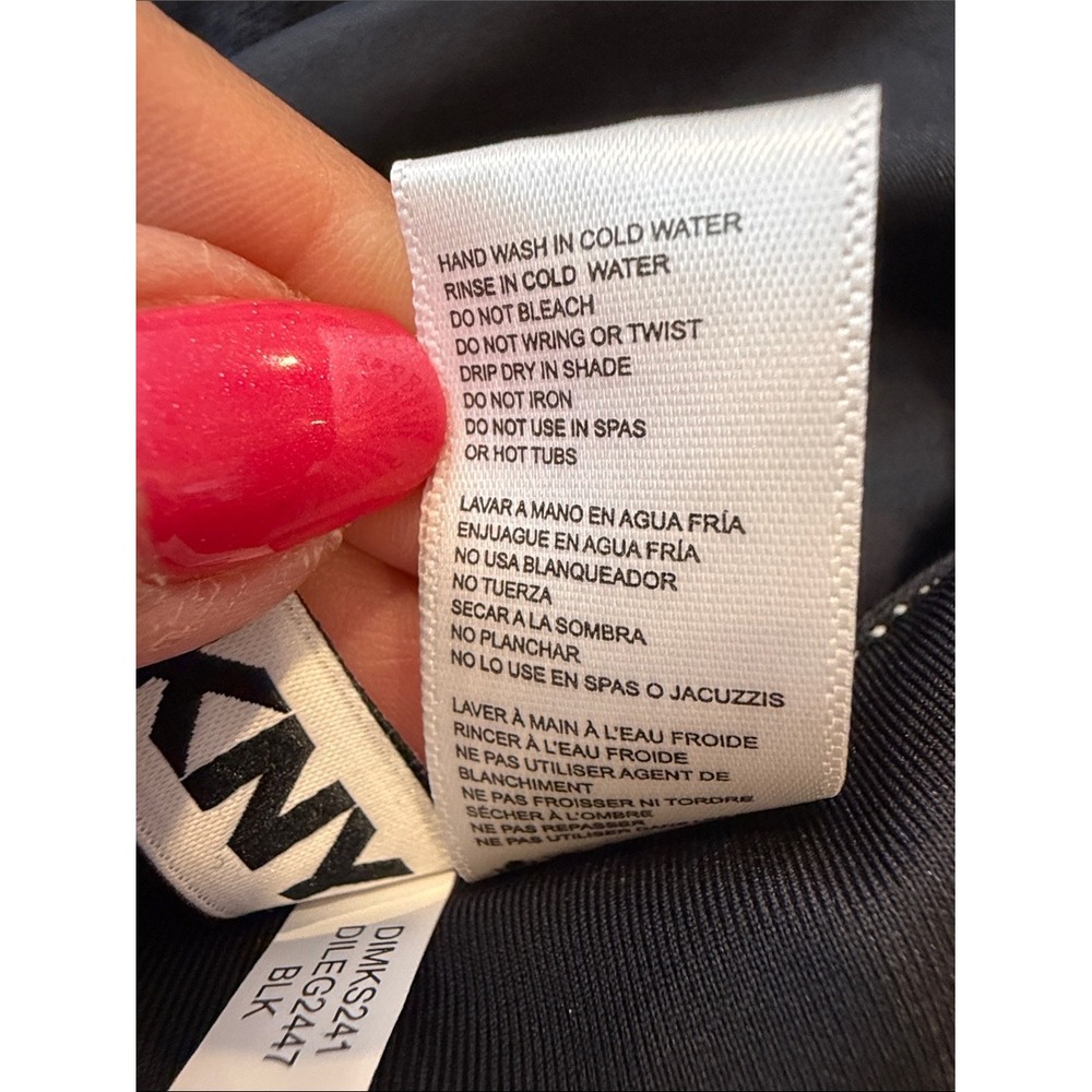 DKNY Womens Black Ruched Twist Front Tankini Top Tummy Control UPF 40+ Small NEW - Picture 6 of 7